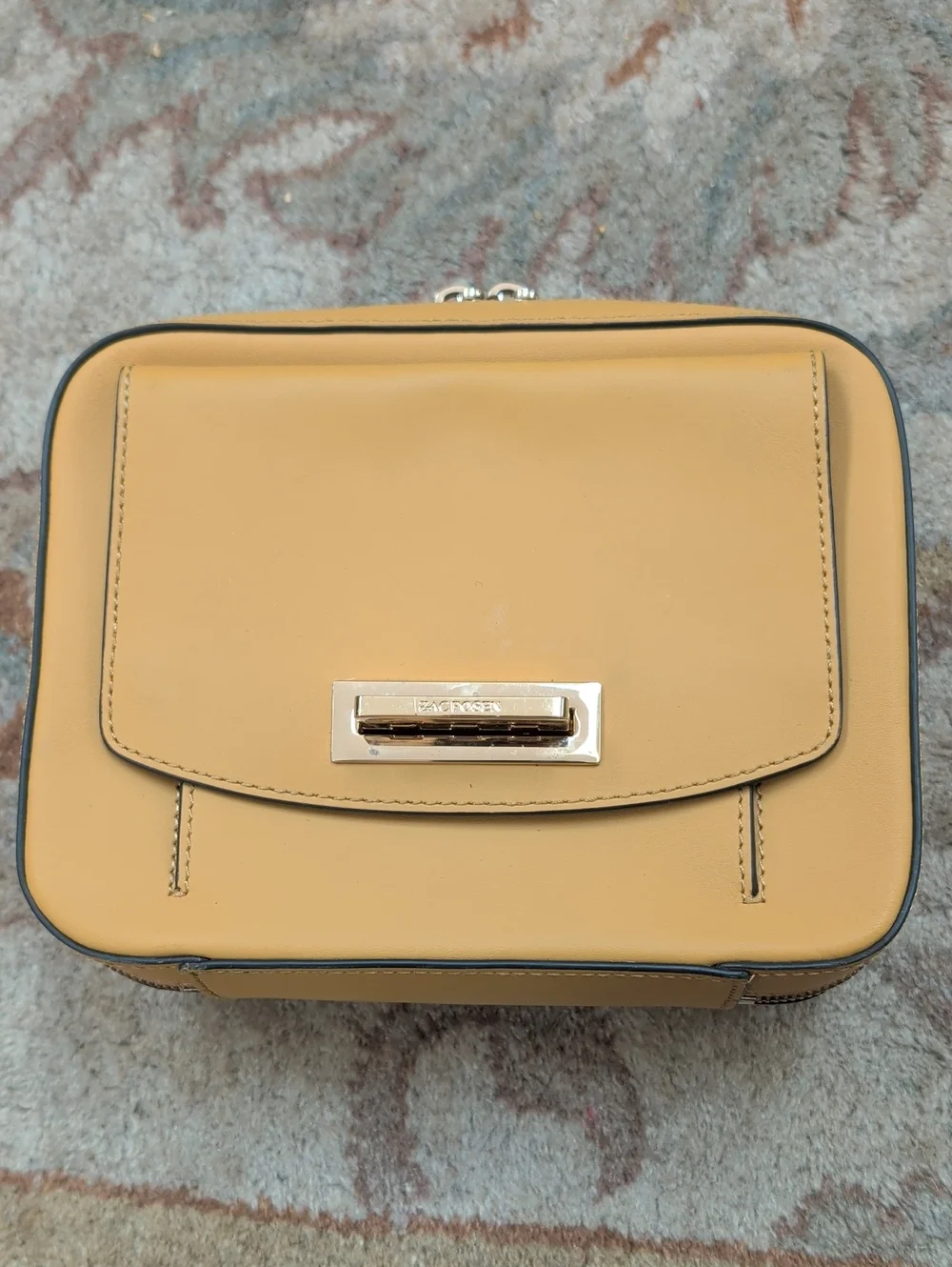 Zac Posen Earthette Box Honey Yellow Leather Crossbody Bag with Gold Hardware